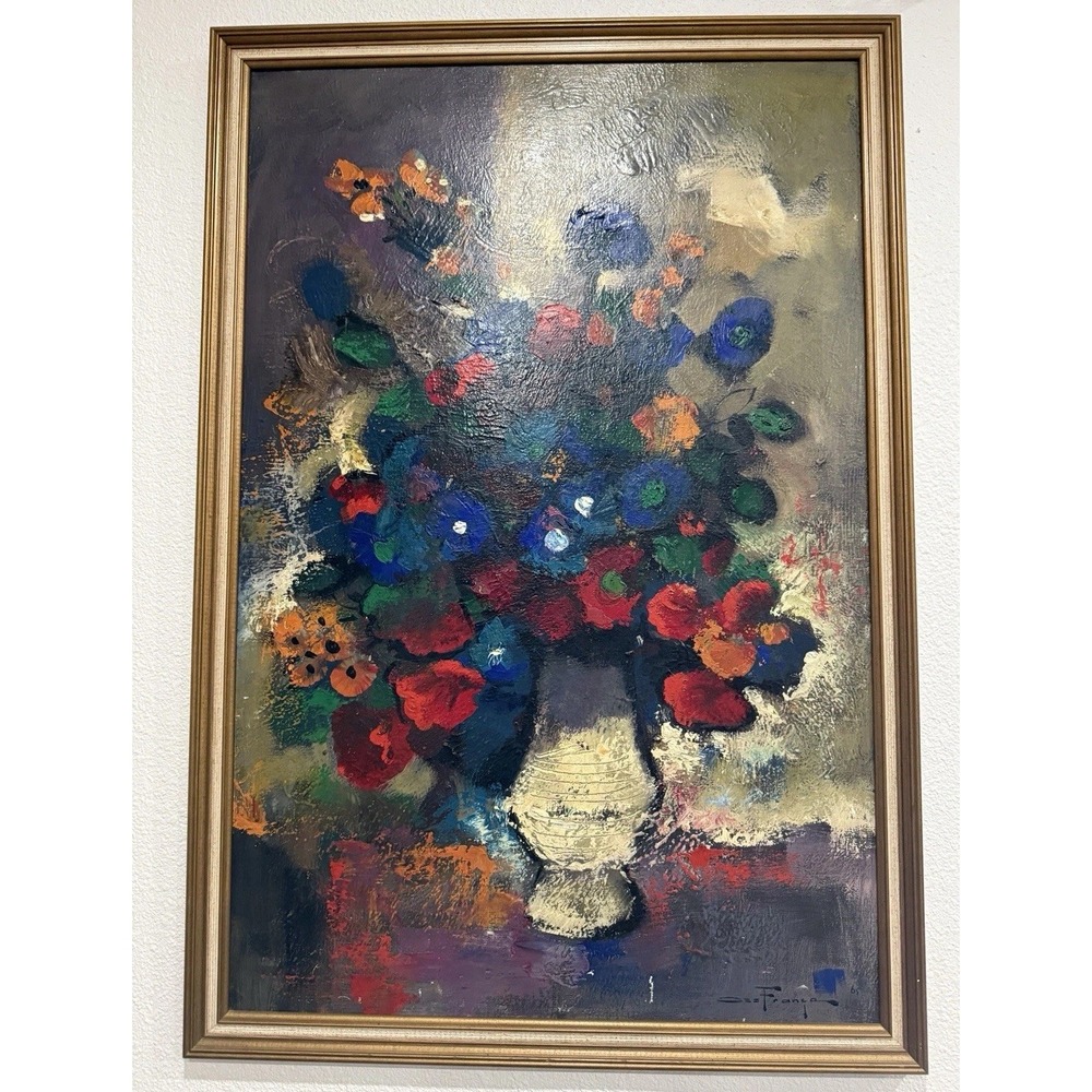 Ozz Franca the Iconic "Impasto Floral Bouquet"  Original Oil Painting/framed